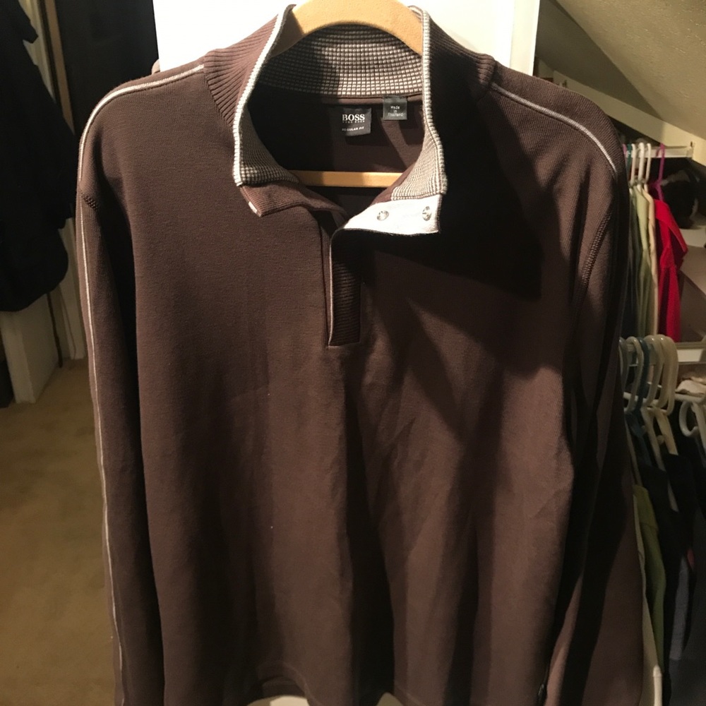 HUGO BOSS Men’s XL Brown Quarter Zip Sweater